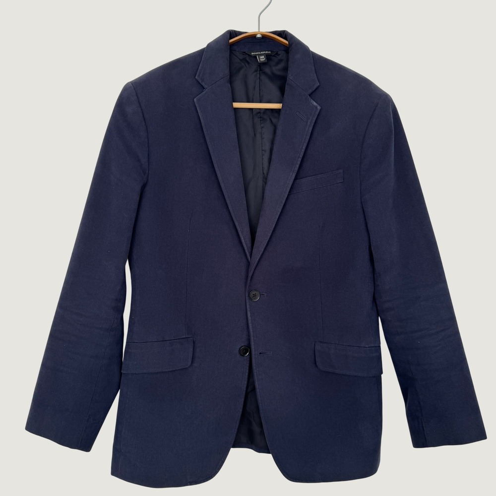 Banana Republic Mens Navy Blue Cotton Slim Fit Blazer Sport Coat 38R 581216